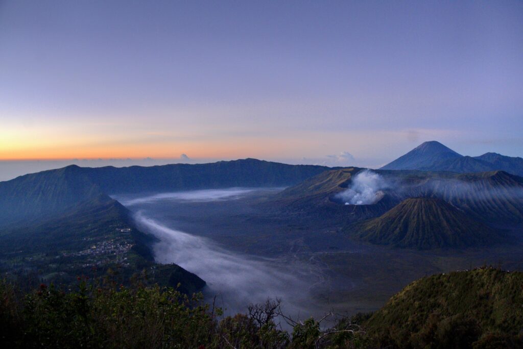 Mount Bromo sunrise volcanoes smoke East Java Indonesia