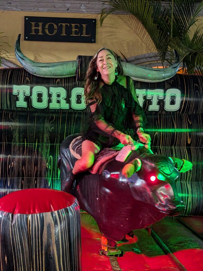 mechanical bull fiestas patronales Mexico plaza